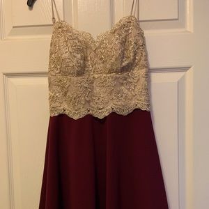 Gold and Burgundy Homecoming Dress